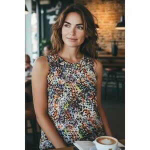 ULTRA TEEZE SHEER WOMENS MULTI COLOR TOP MEDUIM M